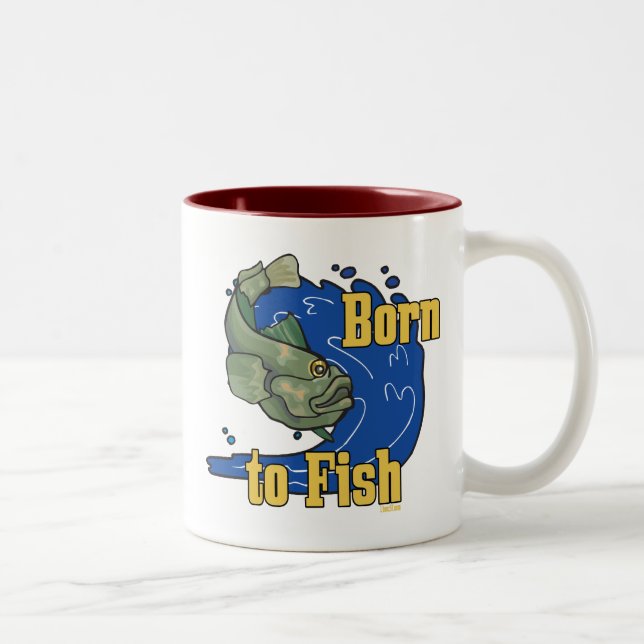 Geboren zum Fish Fishing-Thirt Zweifarbige Tasse (Rechts)