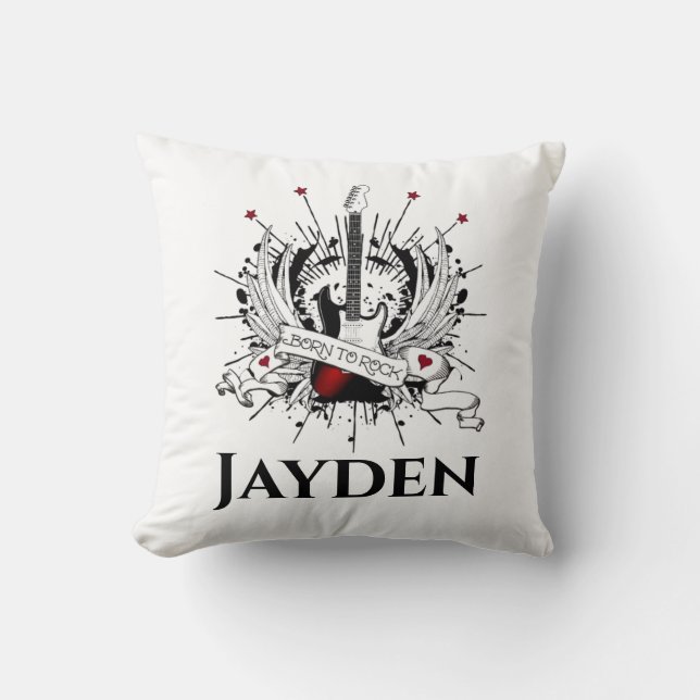 Geboren zum Rock Individuelle Name Kids Guitar Roc Kissen (Vorderseite)