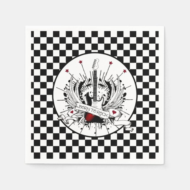 Geboren zum Rock & Roll Gitarrenrocker Metalliker Serviette (Vorderseite)