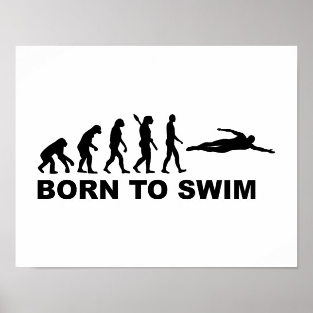 Geboren zum Schwimmen Evolution Poster (Vorne)