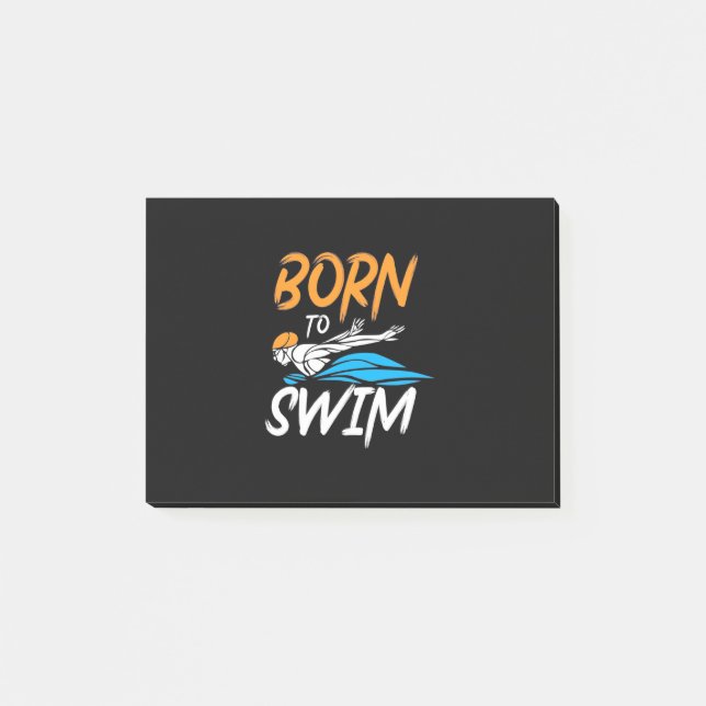 Geboren zum Schwimmen Post-it Klebezettel (Vorderseite)