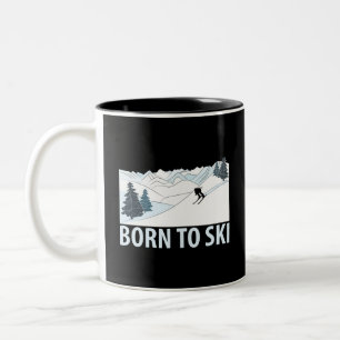 Geboren zum Skiwintersport Zweifarbige Tasse