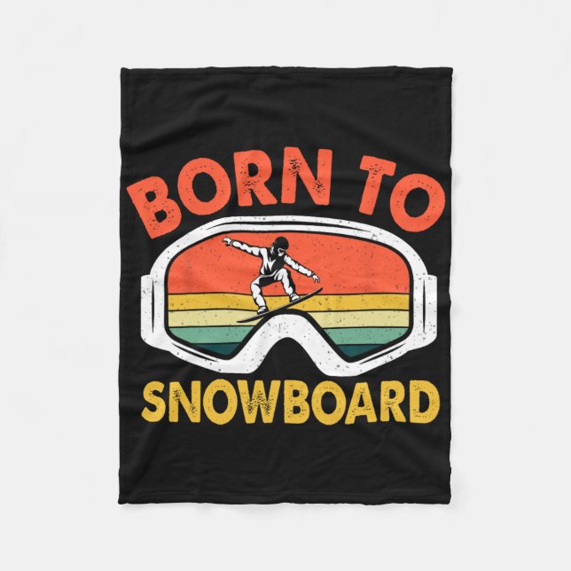 Geboren zum Snowboard Retrosport Snowboarden Fleecedecke (Vorderseite)