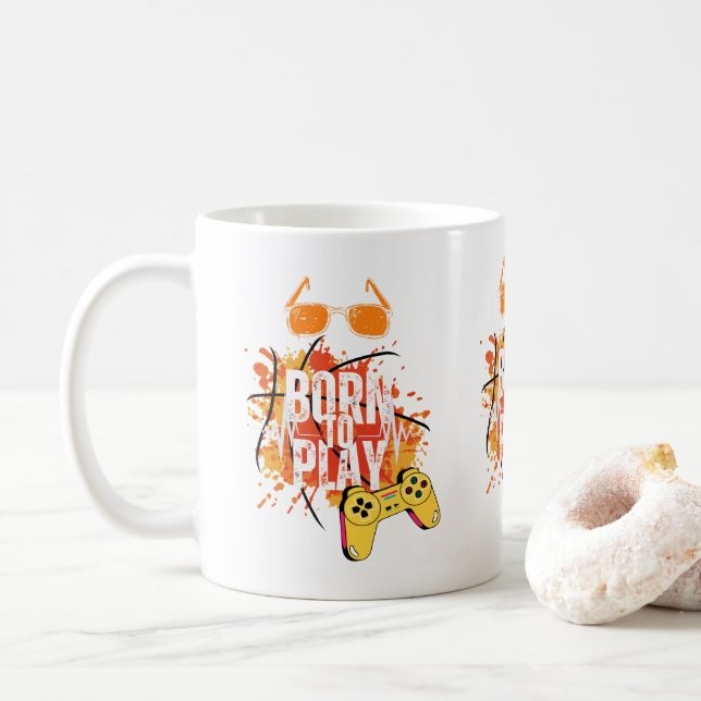 geboren zum Spielen Kaffeetasse (Mit Donut)