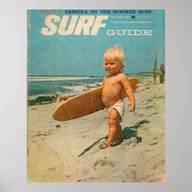 Geboren zum Surfen | Niedliches Vintages Surfposte Poster (Vorne)