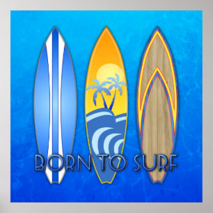 Geboren zum Surfen Poster