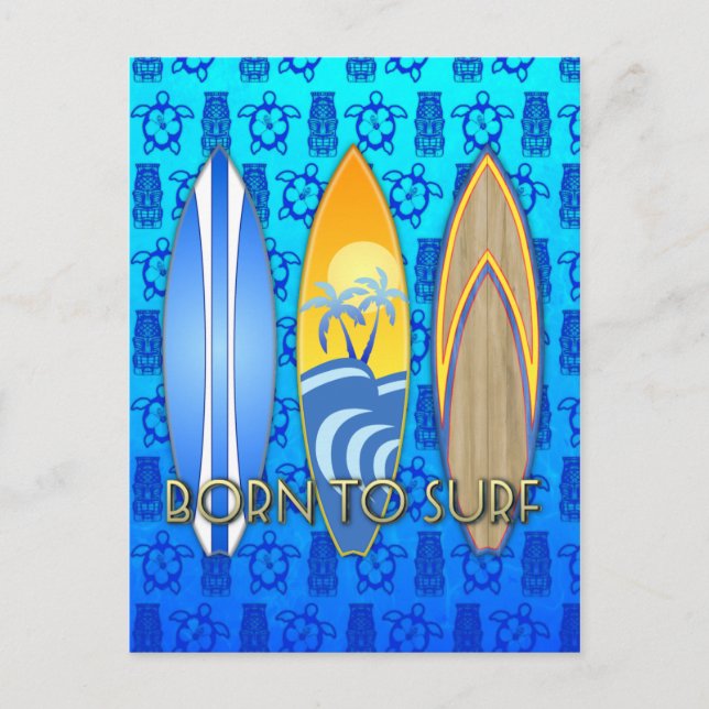 Geboren zum Surfen Postkarte (Vorderseite)