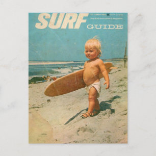 Geboren zum Surfen Süßer Vintage-Surfing-Stil Feiertagspostkarte