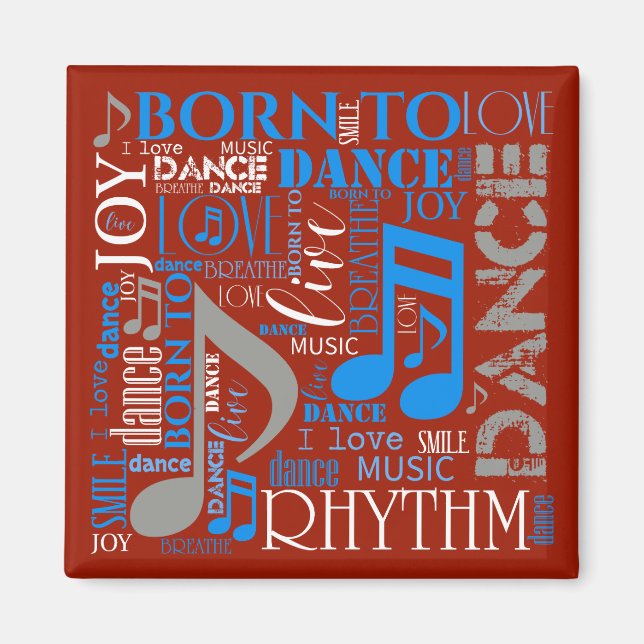 Geboren zum Tanzen von Blau/Weiß/FarbeID277 Magnet (Vorne)