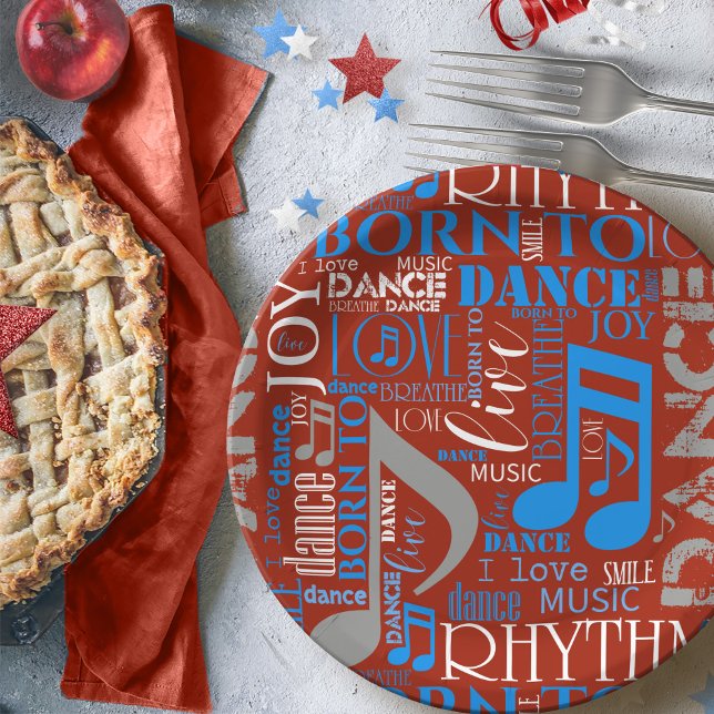 Geboren zum Tanzen von Blau/Weiß/FarbeID277 Pappteller (Von Creator hochgeladen)