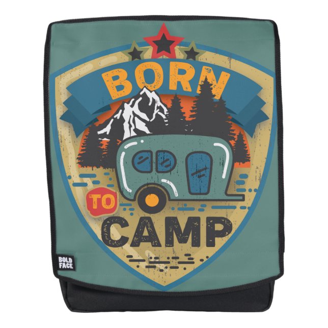 Geboren zur Camp Word Art Rucksack (Vorderseite)