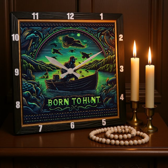 Geboren zur Jagd in der Morgengrauen Quadratische Wanduhr (Von Creator hochgeladen)