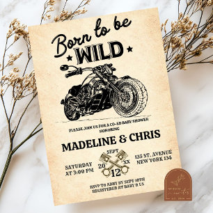 Geborene bis Vintage Motorraddusche Einladung