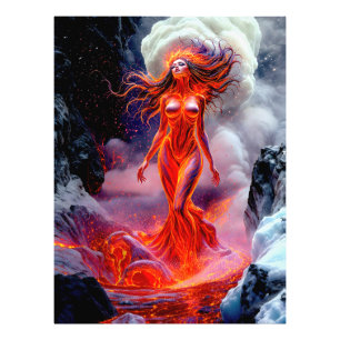 "Geborene des Inferno" - Vulkanweibchen-Portrait Fotodruck