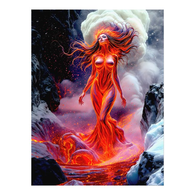 "Geborene des Inferno" - Vulkanweibchen-Portrait Fotodruck (Vorne)