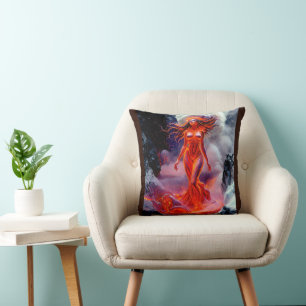 "Geborene des Inferno" - Vulkanweibchen-Portrait Kissen