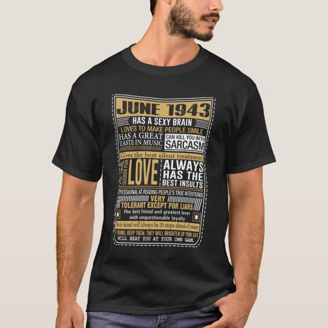 Geborene im Juni 1943 Tatsachen T-Shirt (Vorderseite)