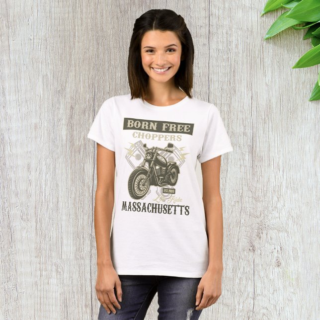 Geborene kostenlose Chopper Motorrad Massachusetts T-Shirt (Von Creator hochgeladen)