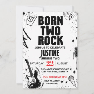 Geborene Rock Second Birthday Party Einladung