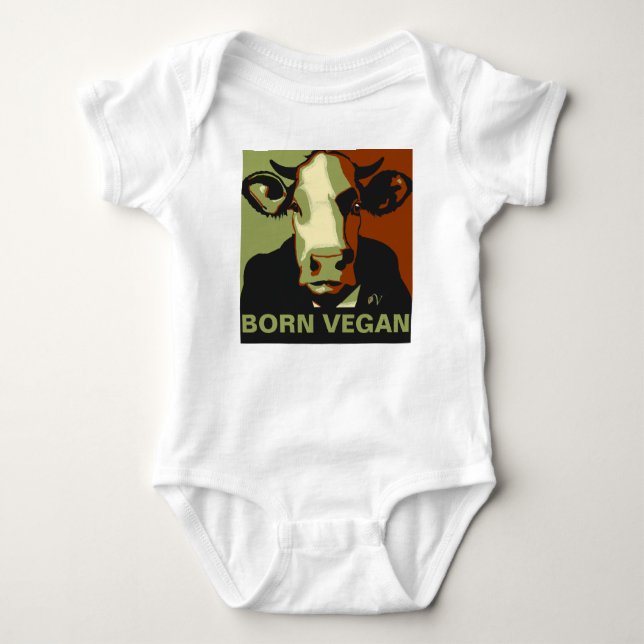 Geborene Vegane Camouflage Pop Art Cow Baby Jumper Strampler (Vorderseite)