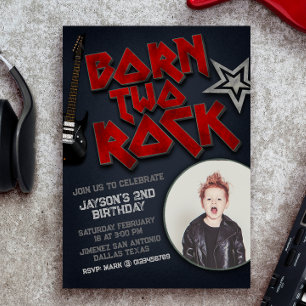 Geborene Zwei-Rock - 2. Geburtstagseinladung mit B Einladung