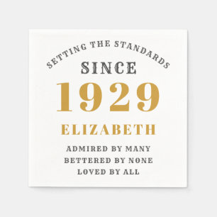 Geborenen 1929 90. Geburtstag Vollwertiges Gold Gr Serviette