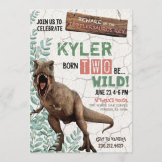 Geborenen zwei wilde Dinosaurier zum Geburtstag Ei Einladung