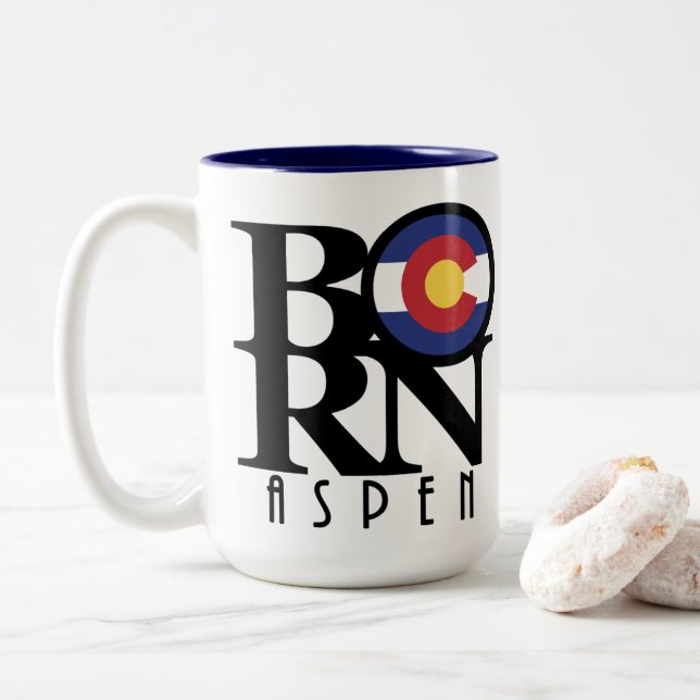 GEBORENER Aspen Colorado 15oz Zweifarbige Tasse (Mit Donut)