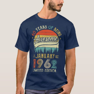 Geborener Januar 1962 60. Geburtstag 1962 60 Ye T-Shirt