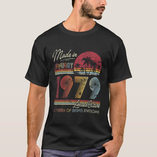 Geborener Januar 1979 43. Bithday 1979 T-Shirt (Vorderseite)