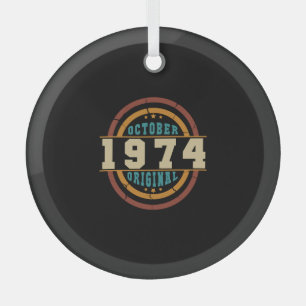 Geborener Oktober 1974 Retro Ornament Aus Glas