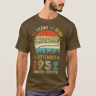 Geborener September 1952 70. Geburtstag 1952 70 T-Shirt