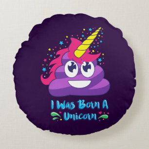 Geborener Unicorn Emoji kacken Rundes Kissen