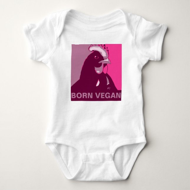 Geborener Veganer Rosa Pop Art Chicken Baby Jumper Strampler (Vorderseite)