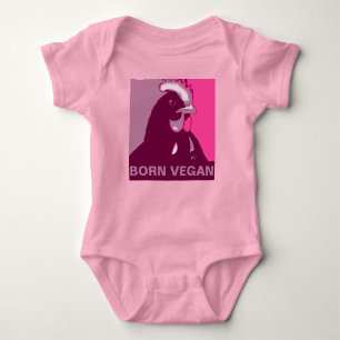 Geborener Veganer Rosa Pop Art Chicken Baby Jumper Strampler