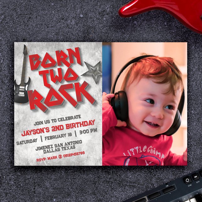 Geborener Zwei-Stein mit Foto Landschaft Einladung (Born Two Rock with Photo Landscape Invitation)