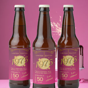 Geborenes 1975 50. Geburtstagsfeier, rosa Flaschen Bierflaschenetikett
