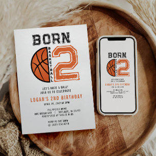 Geborenes 2-Ball-Basketball 2. Party zum Geburtsta Einladung