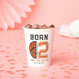 Geborenes 2-Ball-Basketball 2. Party zum Geburtsta Pappbecher