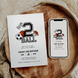 Geborenes 2 Ball Sports Theme Boy's 2. Geburtstag Einladung
