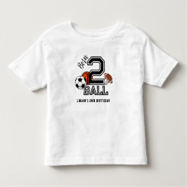 Geborenes 2 Ball Sports Theme Boy's 2. Geburtstag Kleinkind T-shirt