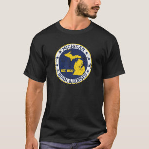geborenes angehobenes weißes blaues Gold Michigan T-Shirt