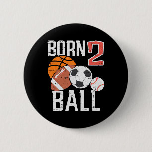 Geborenes Basketball Fußball 2. Geburtstag Kleinki Button