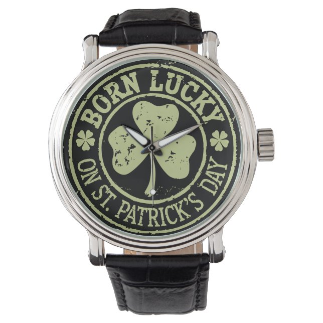 Geborenes Glück am St. Patrick's Day Armbanduhr (Vorderseite)