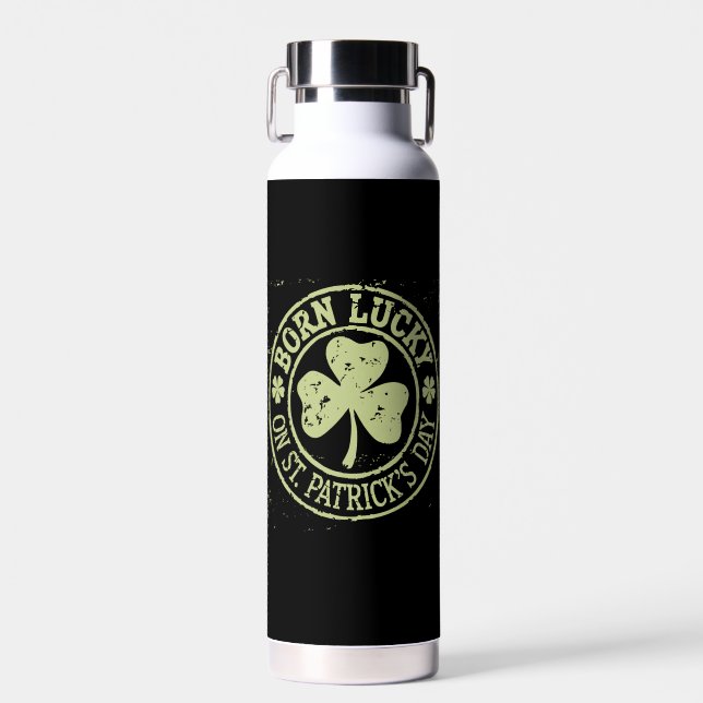 Geborenes Glück am St. Patrick's Day Trinkflasche (Vorne)