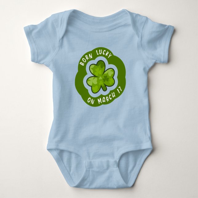 Geborenes Glück auf St Patrick's Day Baby Bodysuit Baby Strampler (Vorderseite)