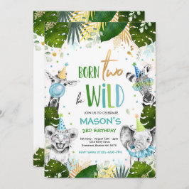 Geborenes Party "Two Be Wild Birthday Safari Anima Einladung