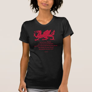 Geborenes Waliser-Gedicht mit Drachen T-Shirt