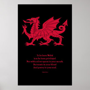 Geborenes walisisches Gedicht mit Drache Poster