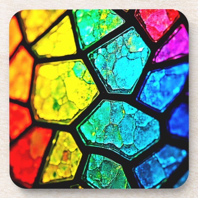 Geborstene Regenbogen-Glasmalerei-Kunst Getränkeuntersetzer (Vorderseite)